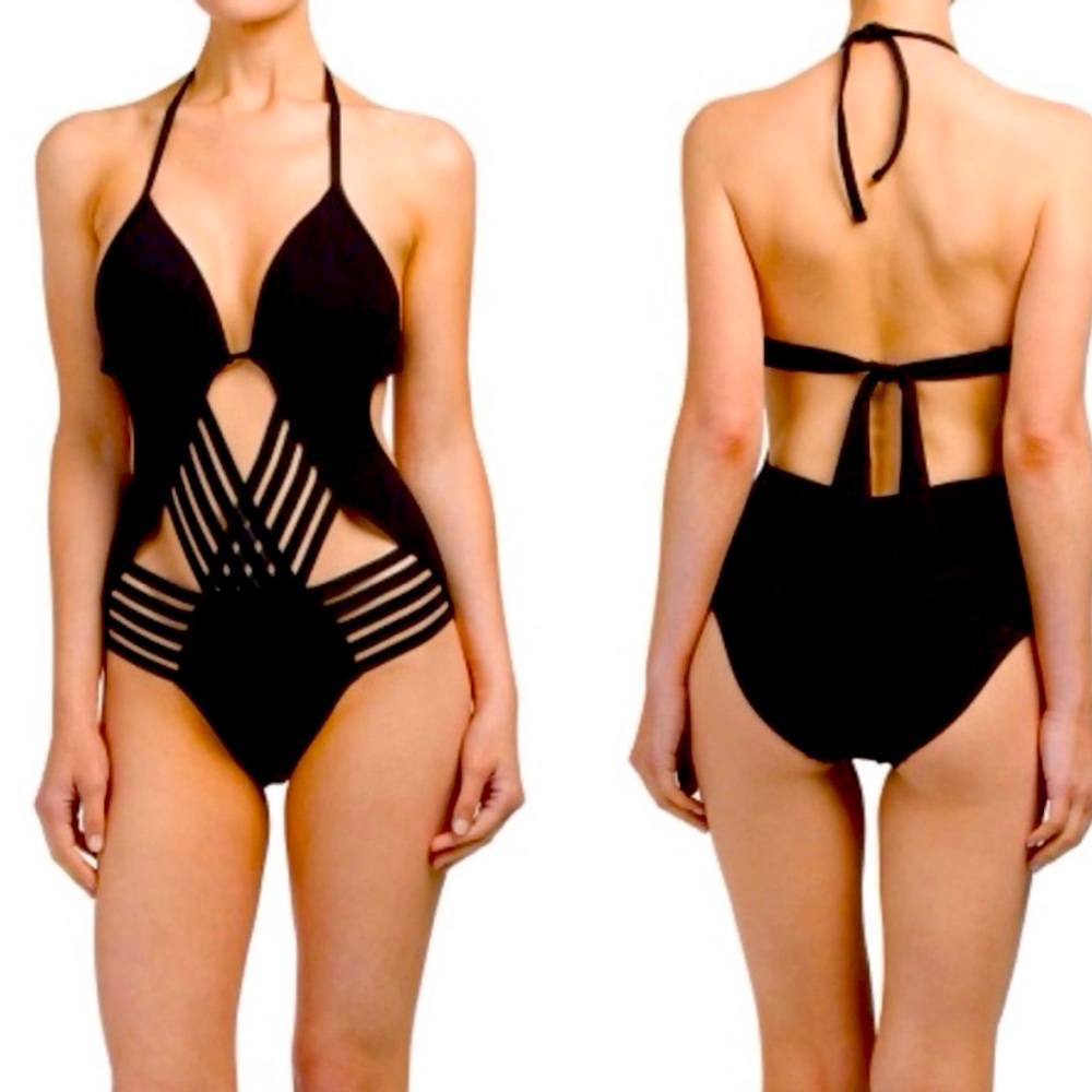 Kenneth Cole Strappy Cutout One Piece Swimsuit
